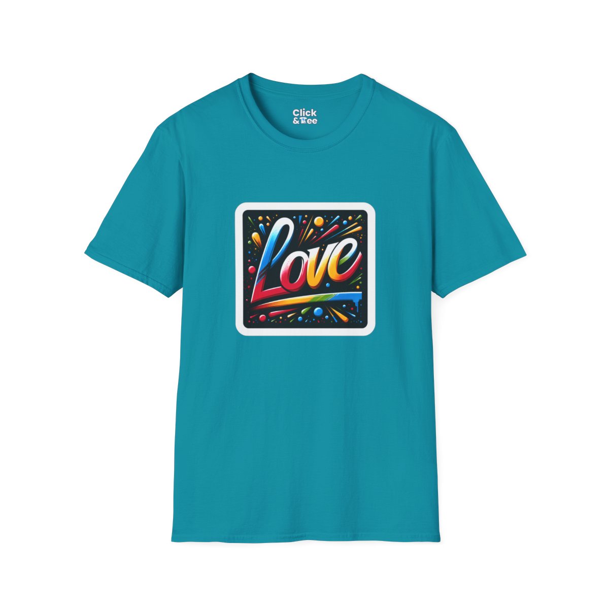 Color SplatterLetter art spelling “LOVE” Unique T-Shirt Image 13