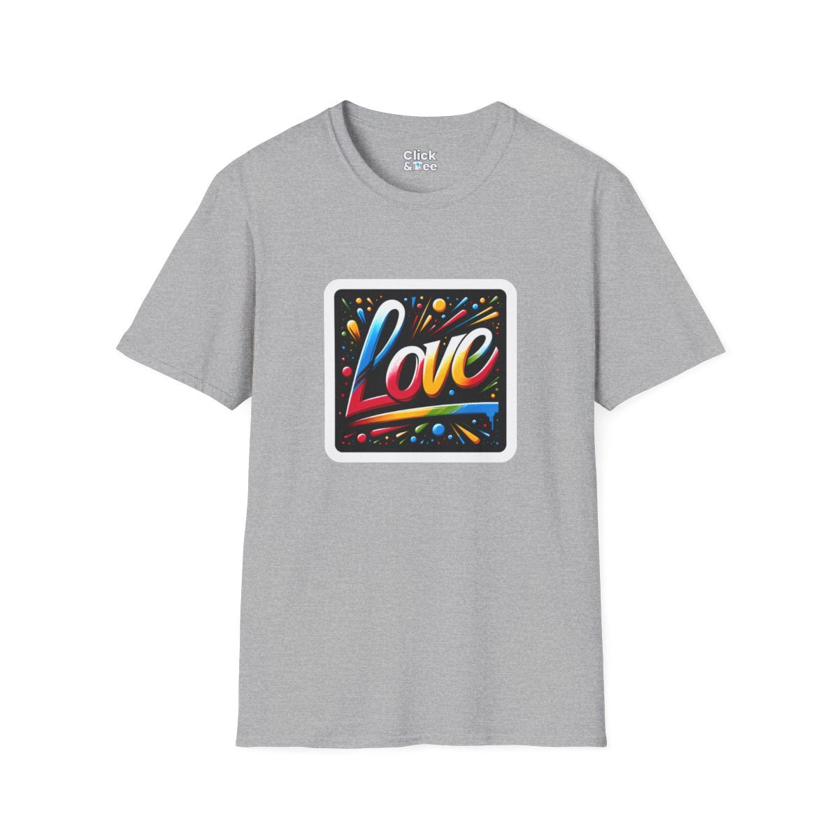 Color SplatterLetter art spelling “LOVE” Unique T-Shirt Image 8