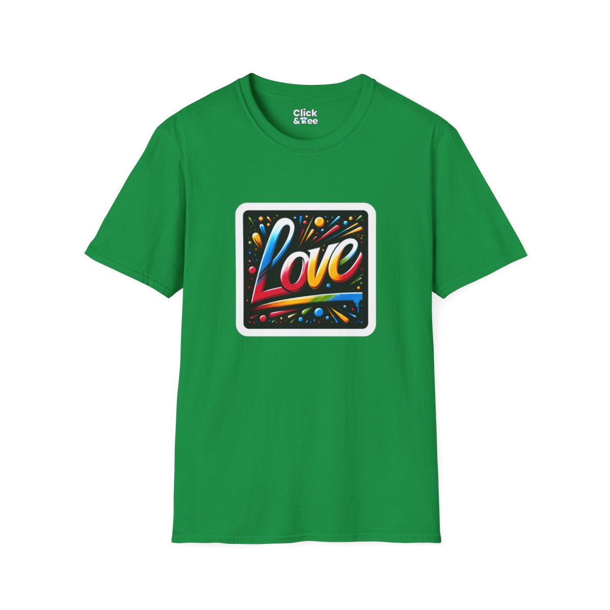 Color SplatterLetter art spelling “LOVE” Unique T-Shirt Image 12