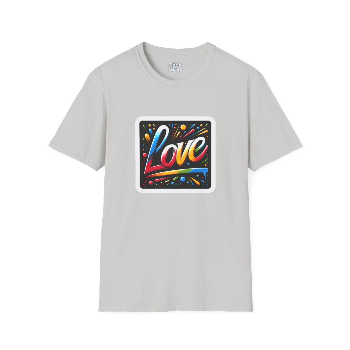Color SplatterLetter art spelling “LOVE” Unique T-Shirt Image 5
