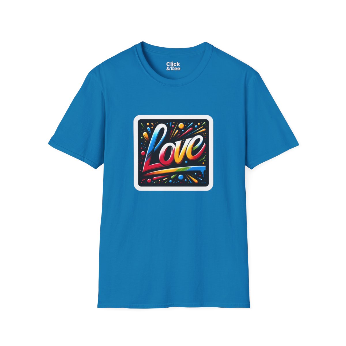 Color SplatterLetter art spelling “LOVE” Unique T-Shirt Image 15