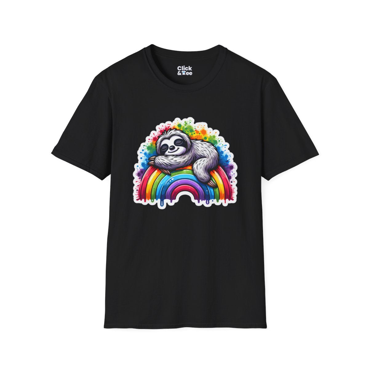 Color SplatterSloth Unique T-Shirt Image 3