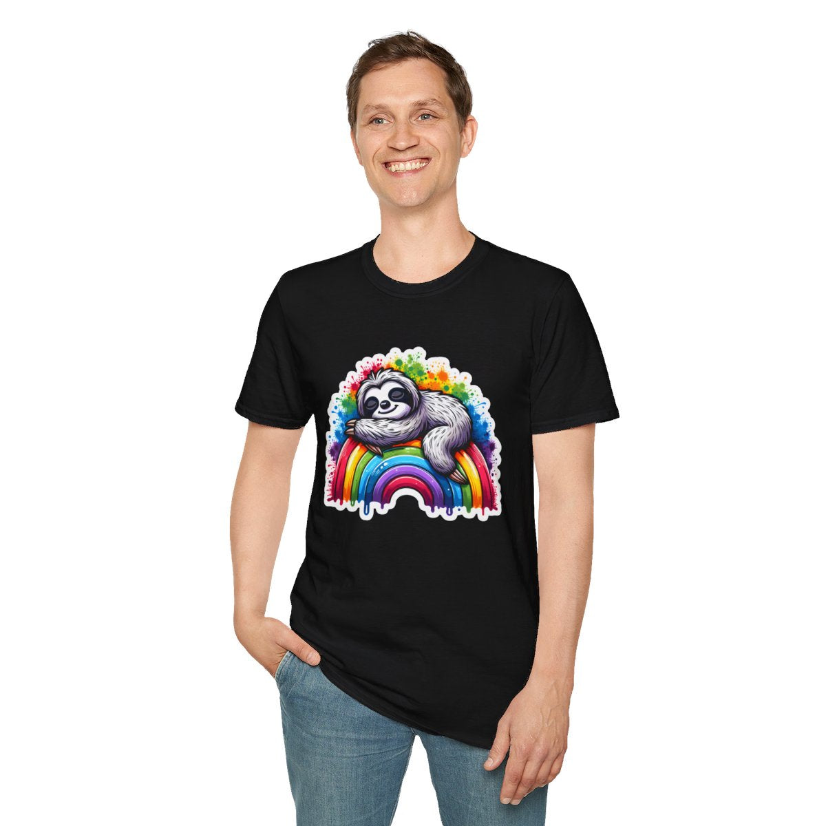 Color SplatterSloth Unique T-Shirt Image 4