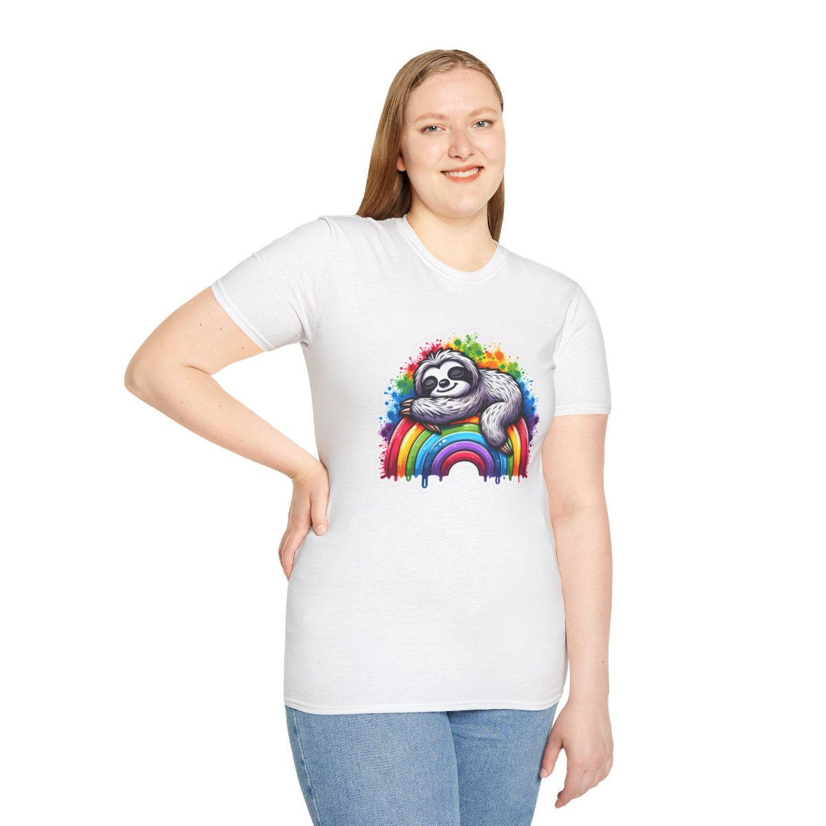 Color SplatterSloth Unique T-Shirt Image 2