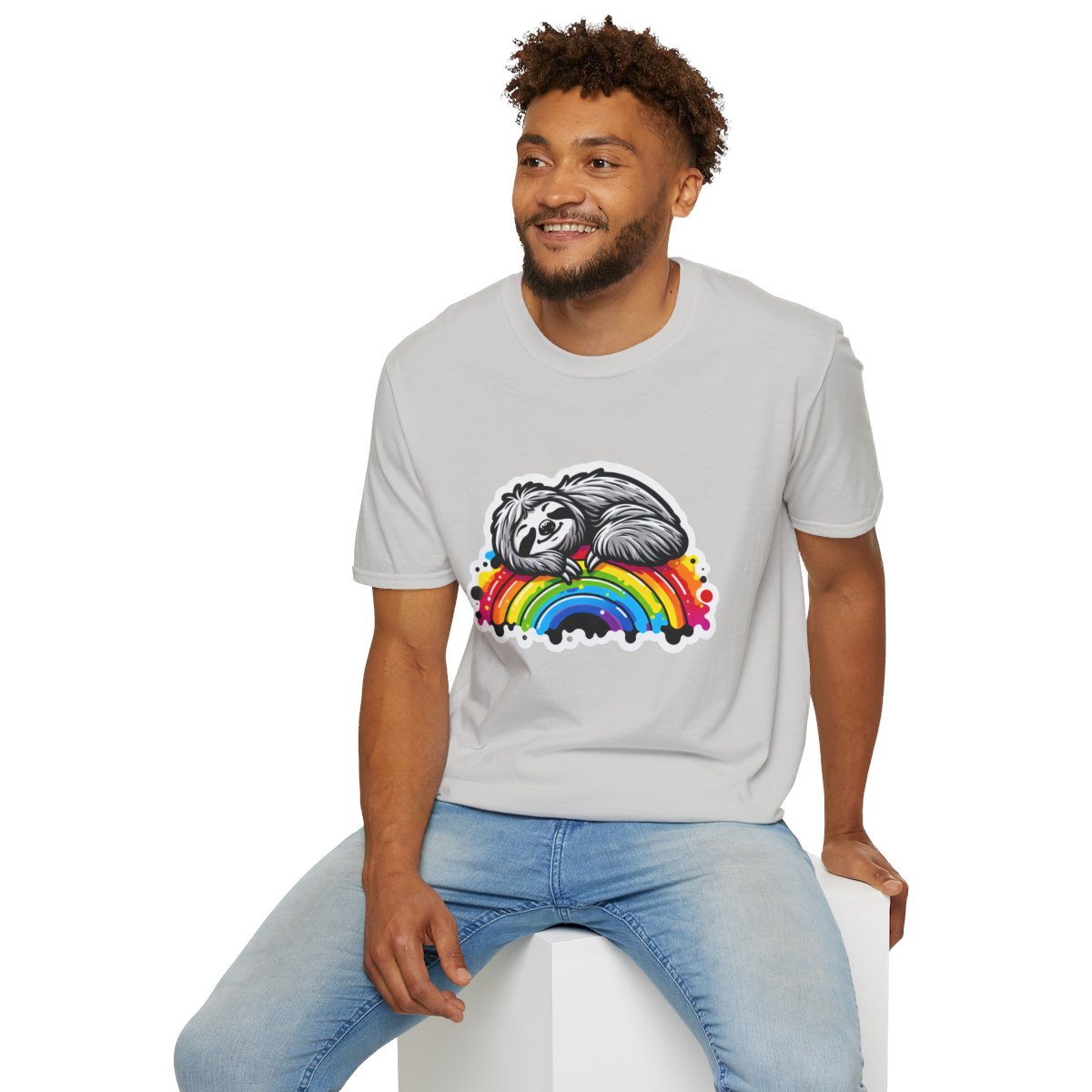 Color SplatterSloth Unique T-Shirt Image 7