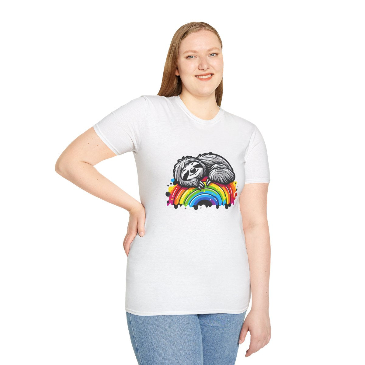 Color SplatterSloth Unique T-Shirt Image 2