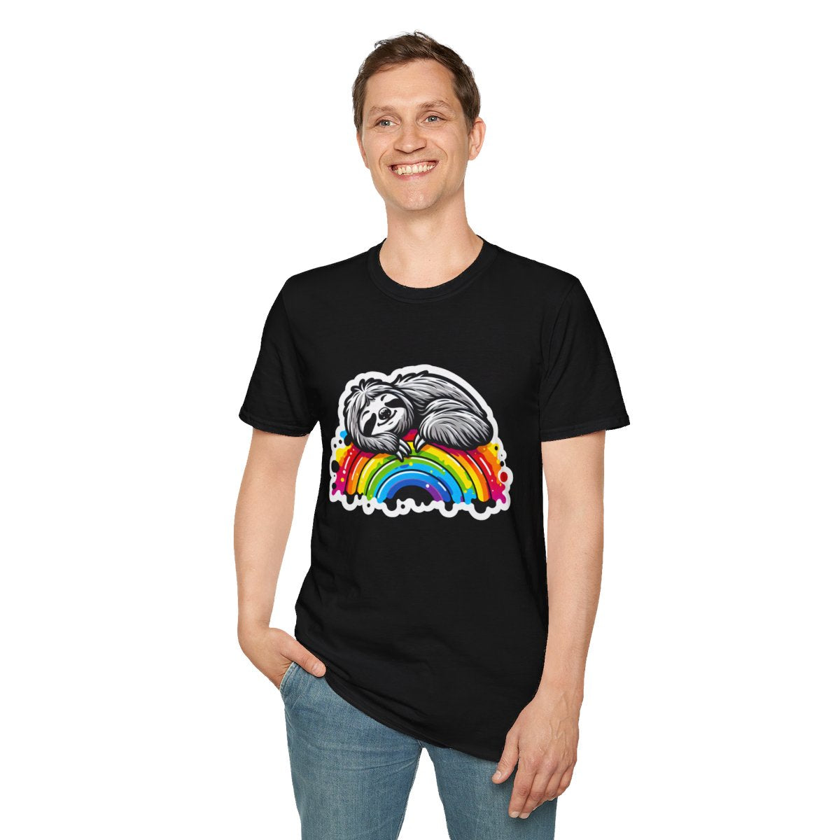 Color SplatterSloth Unique T-Shirt Image 4
