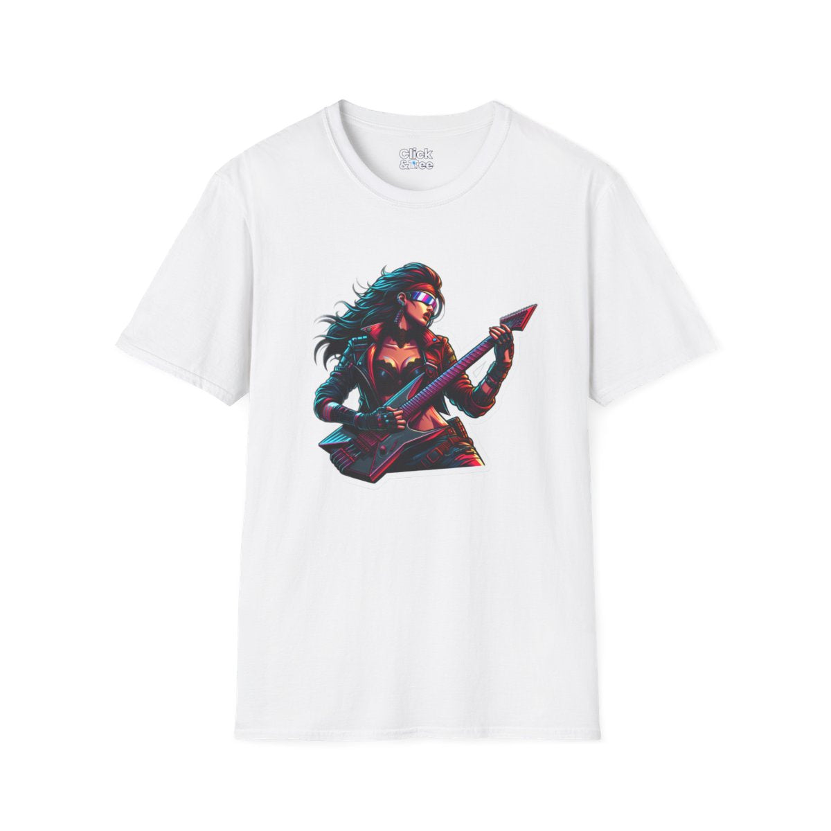 CyberpunkBeautiful Female Guitarist Tee Image 6