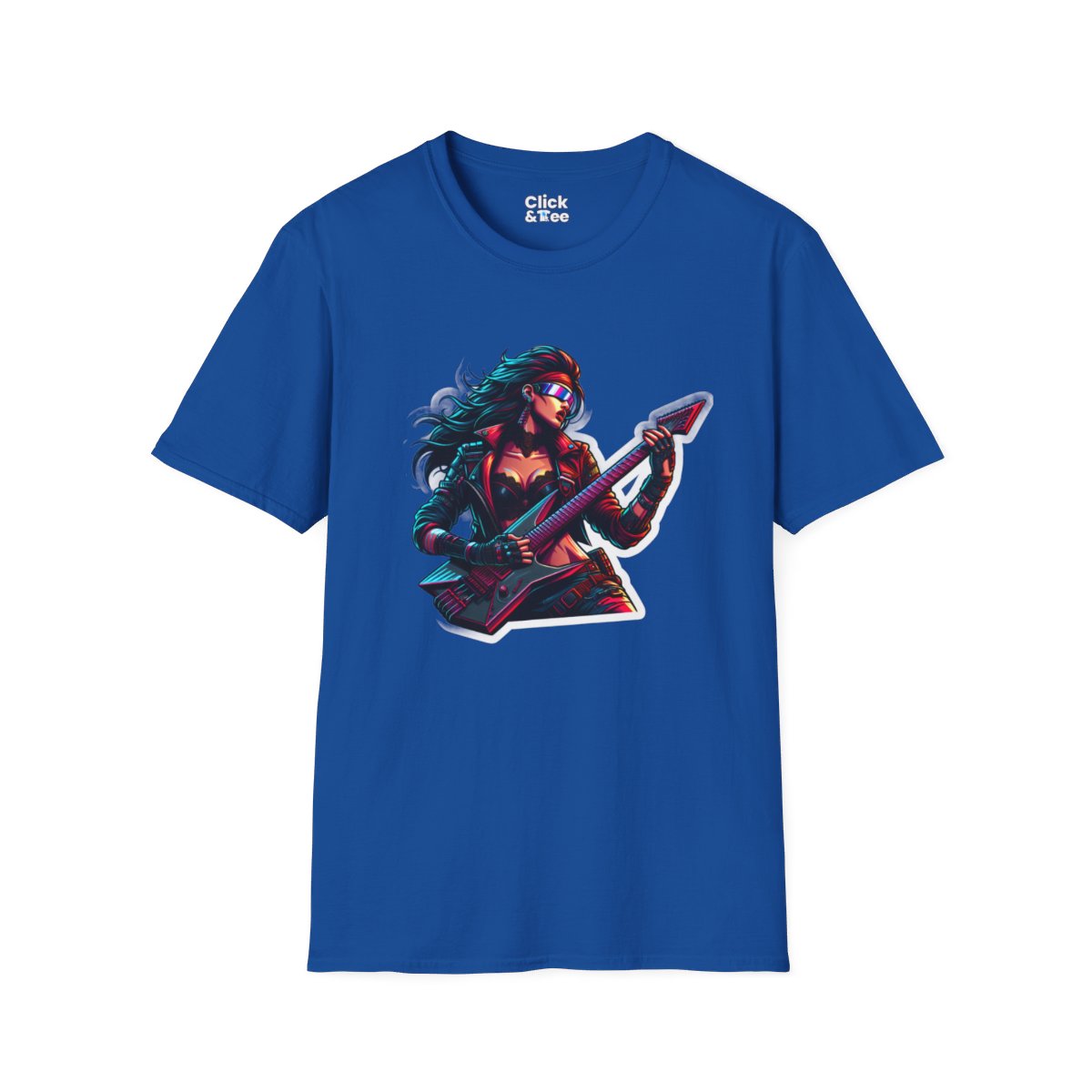 CyberpunkBeautiful Female Guitarist Unique T-Shirt Image 17