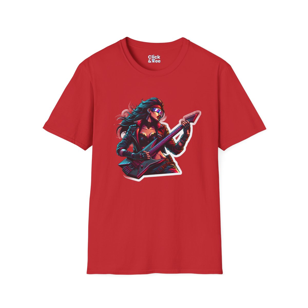 CyberpunkBeautiful Female Guitarist Unique T-Shirt Image 20