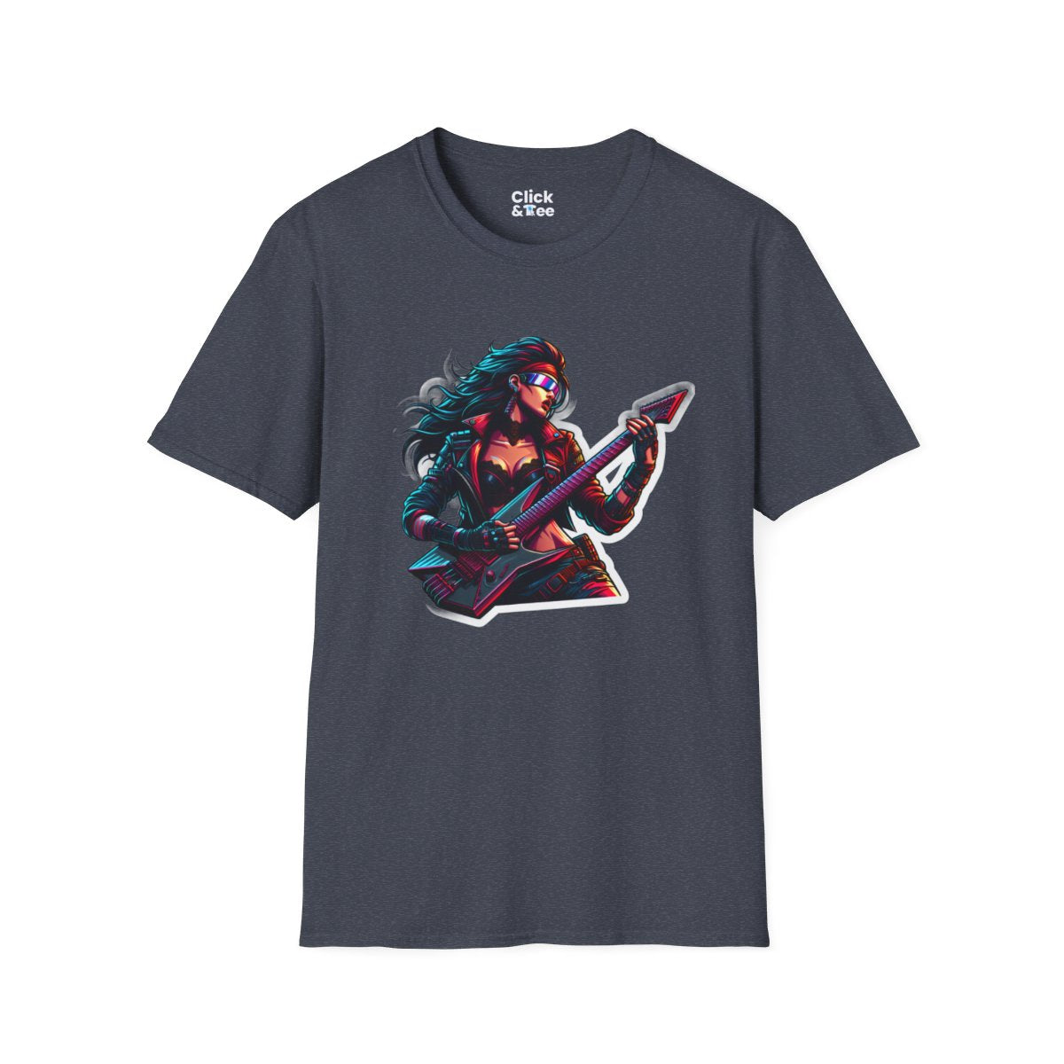 CyberpunkBeautiful Female Guitarist Unique T-Shirt Image 19