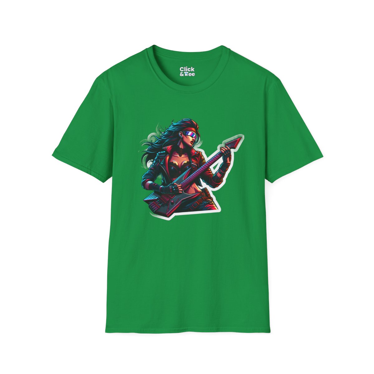 CyberpunkBeautiful Female Guitarist Unique T-Shirt Image 12