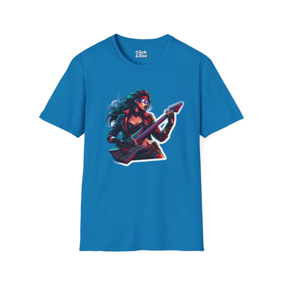 CyberpunkBeautiful Female Guitarist Unique T-Shirt Image 15