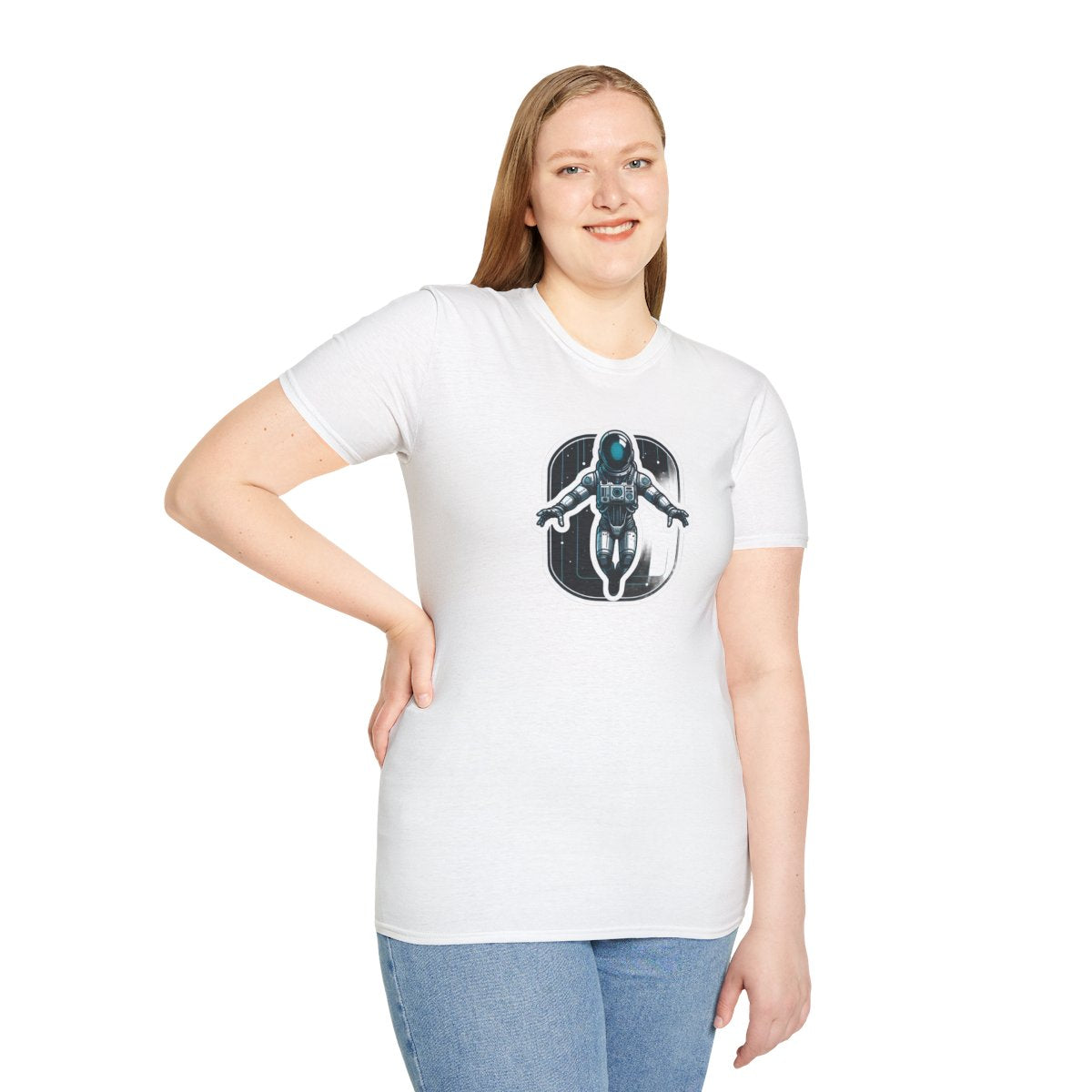 CyberpunkHumanoid AI Astronaut Robot in Space Unique T-Shirt Image 2