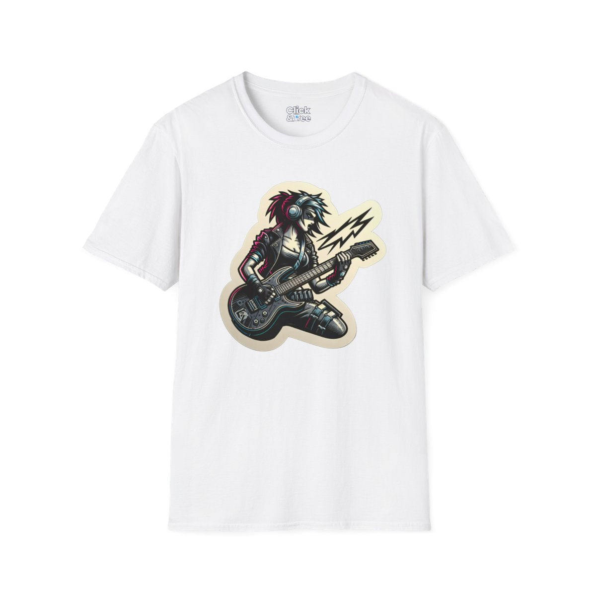 CyberpunkFemale Guitarist Tee Image 6