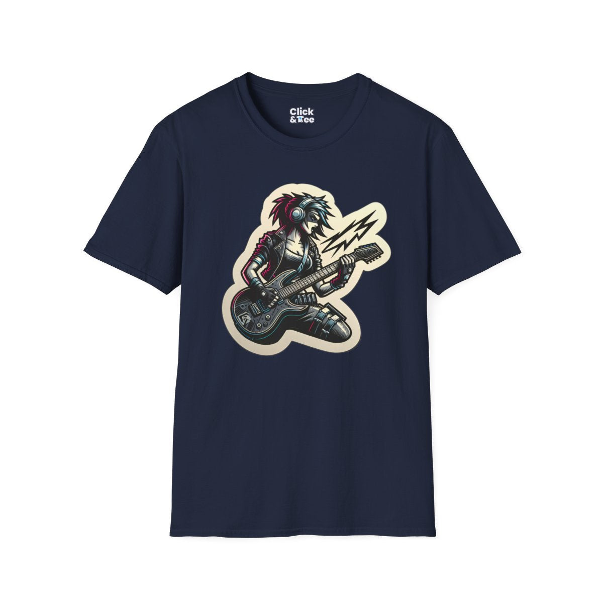 CyberpunkFemale Guitarist Unique T-Shirt Image 18