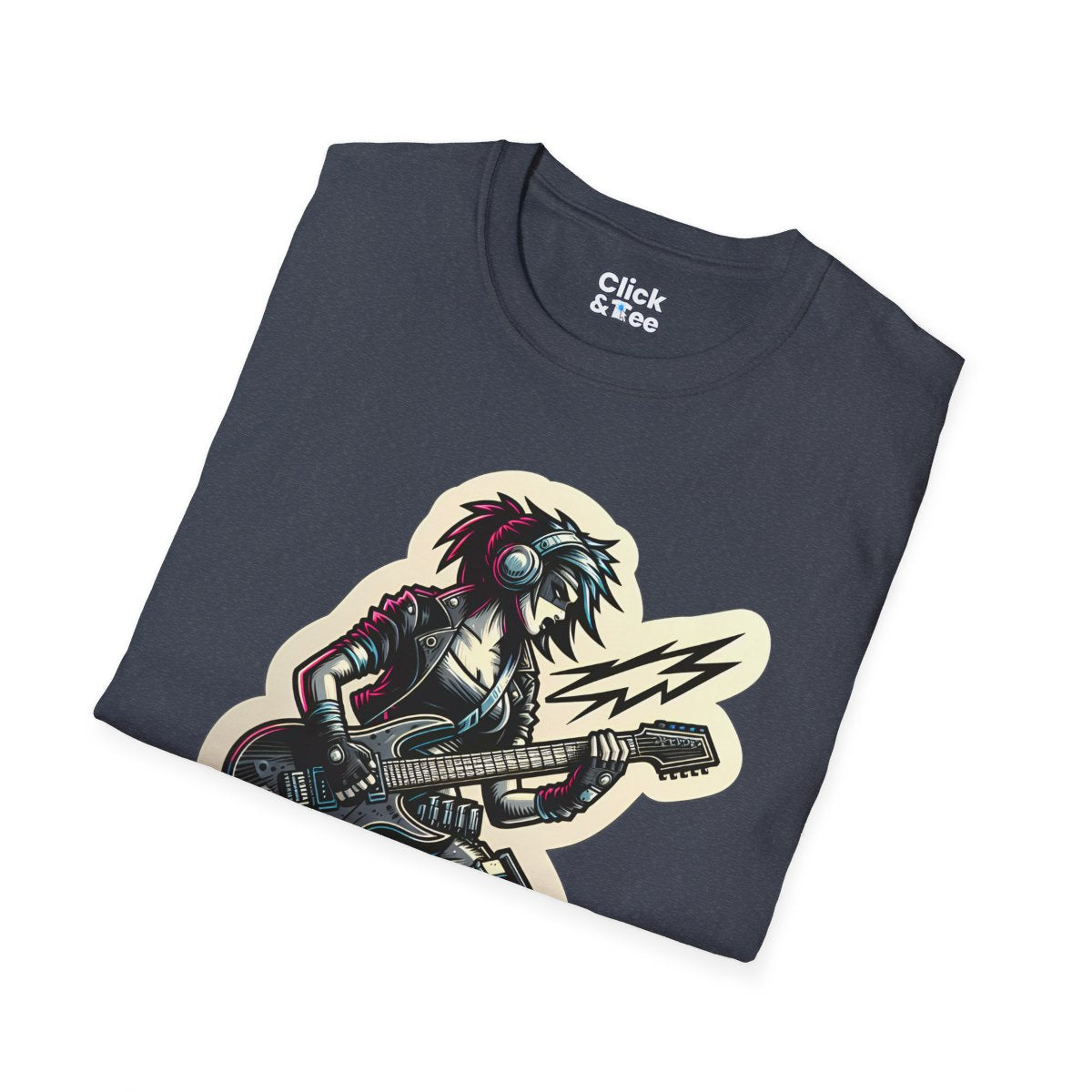 CyberpunkFemale Guitarist Unique T-Shirt Image 1