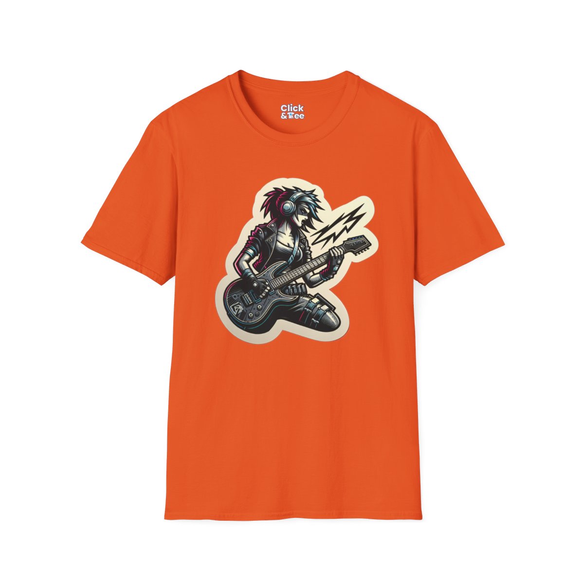 CyberpunkFemale Guitarist Unique T-Shirt Image 9