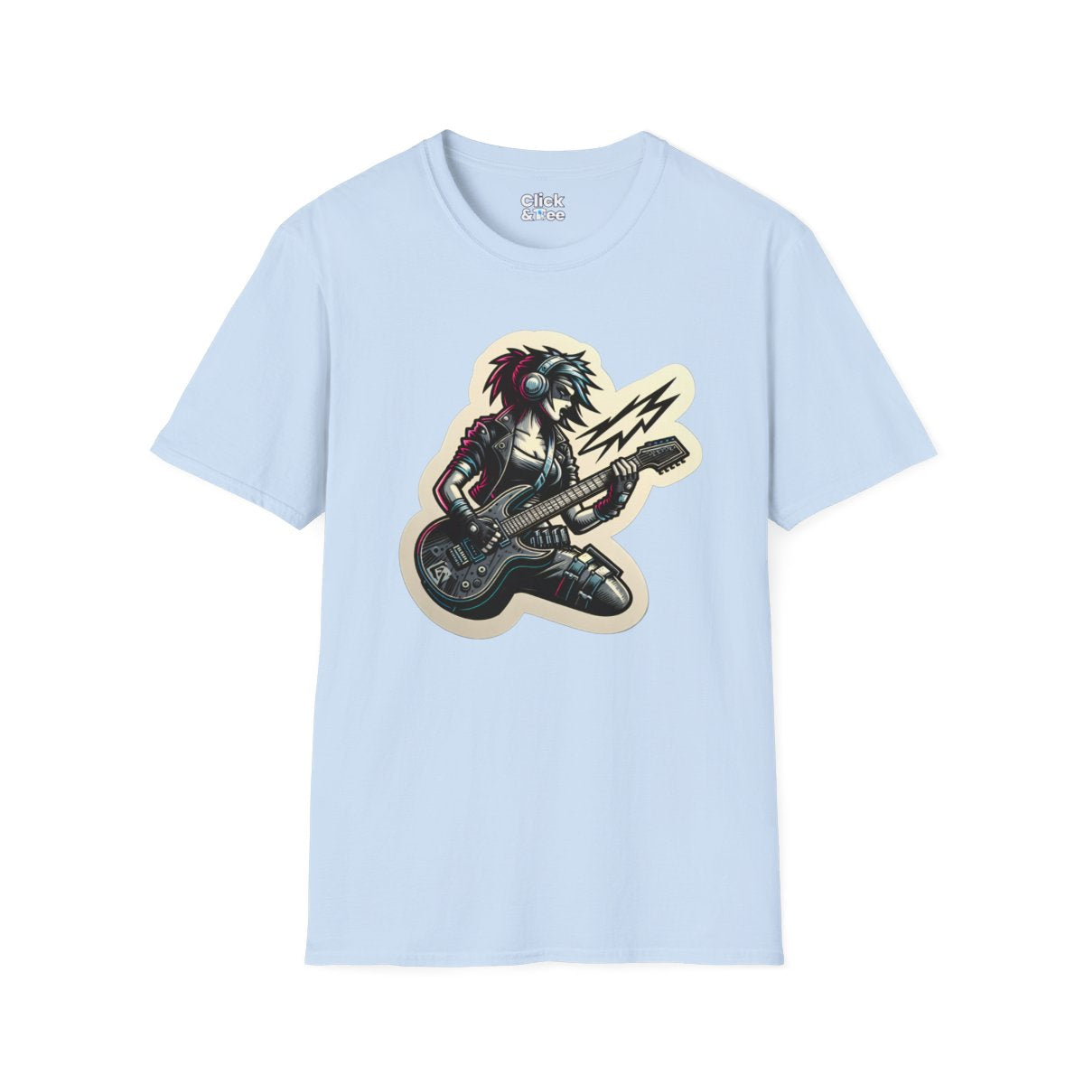 CyberpunkFemale Guitarist Unique T-Shirt Image 14