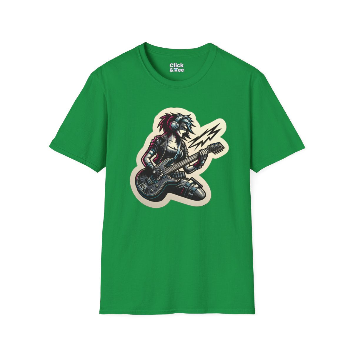 CyberpunkFemale Guitarist Unique T-Shirt Image 12