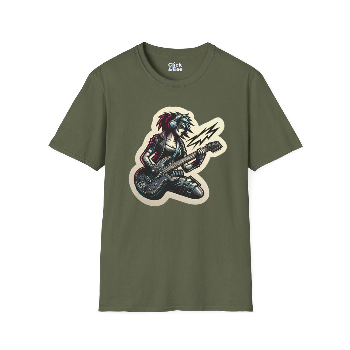 CyberpunkFemale Guitarist Unique T-Shirt Image 11