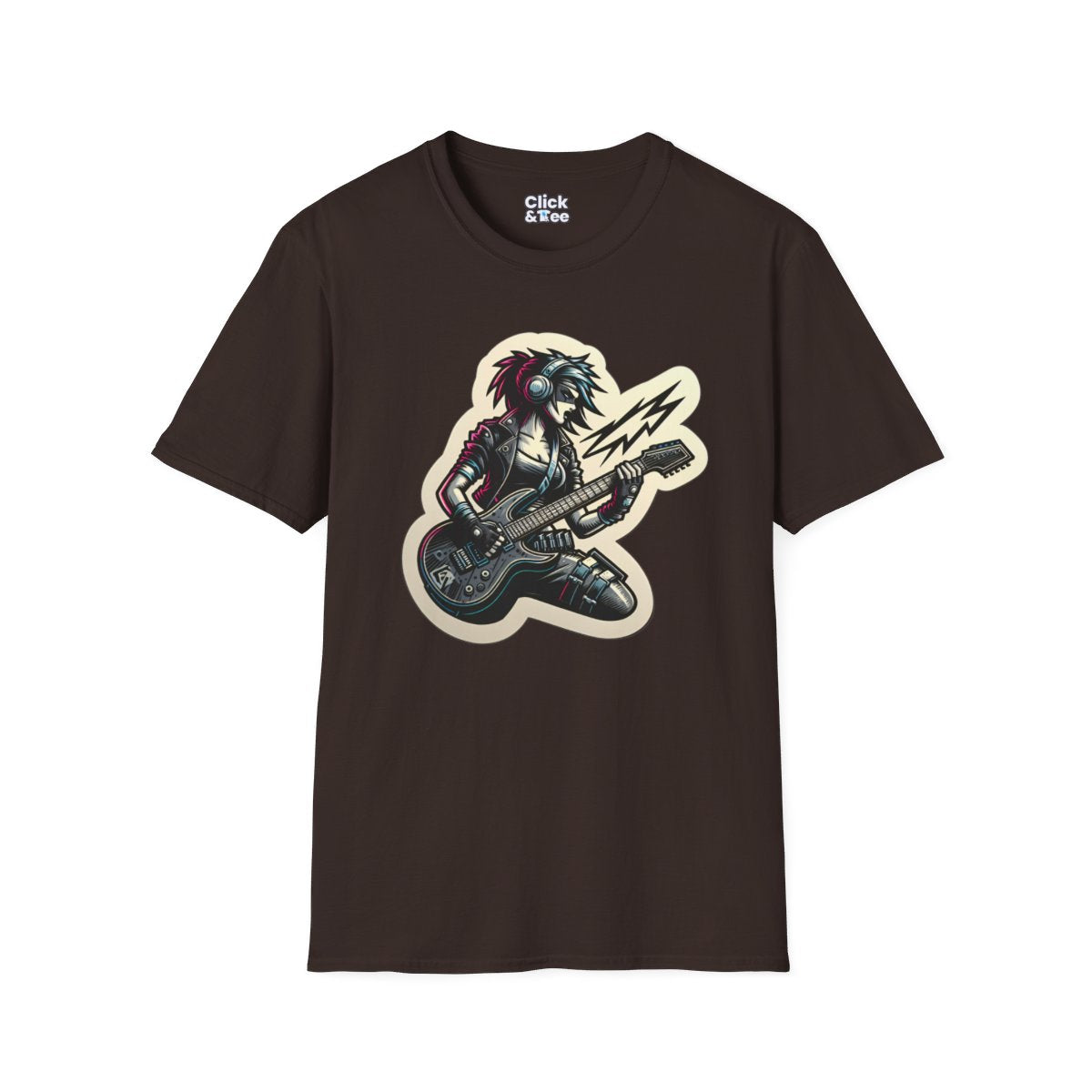 CyberpunkFemale Guitarist Unique T-Shirt Image 10