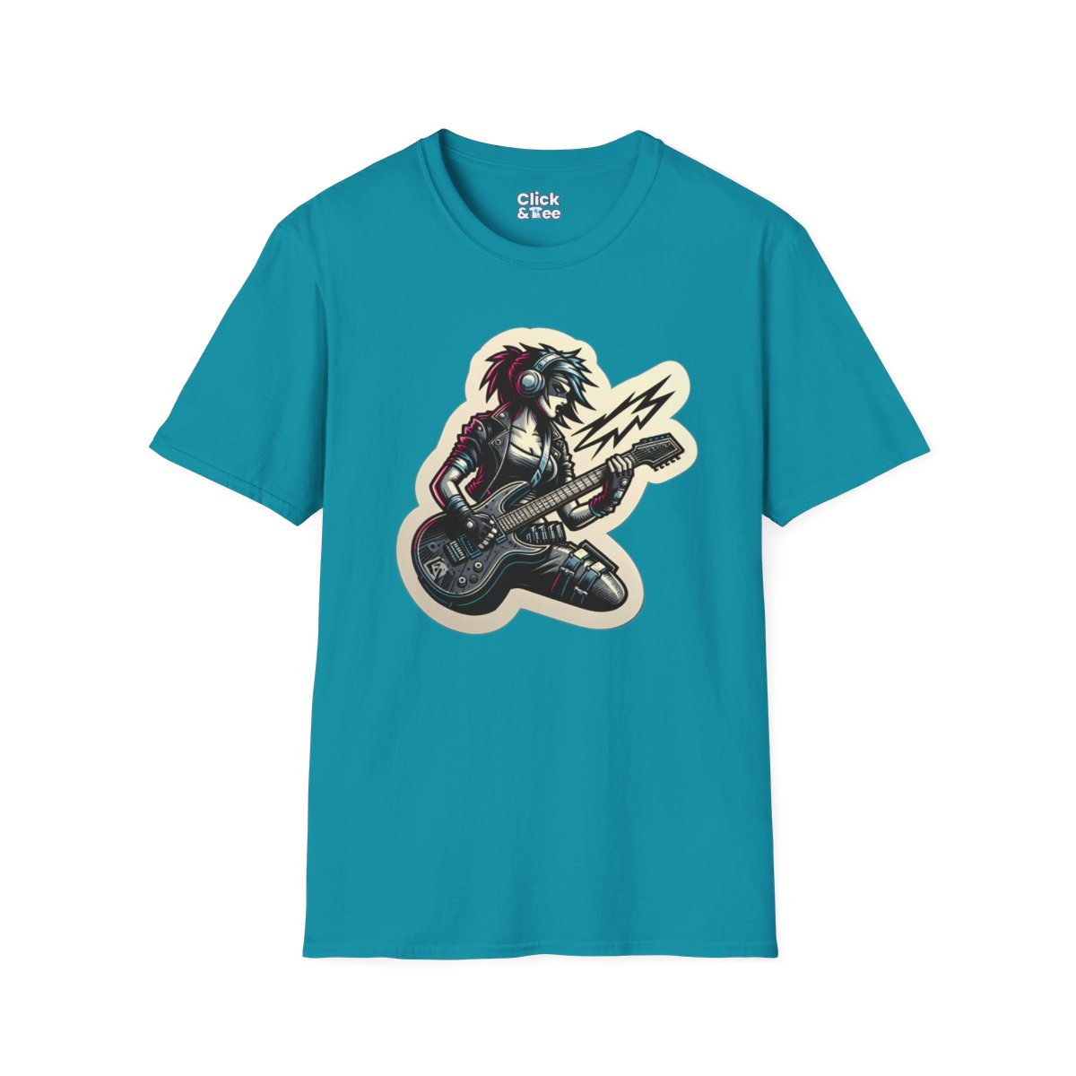 CyberpunkFemale Guitarist Unique T-Shirt Image 13