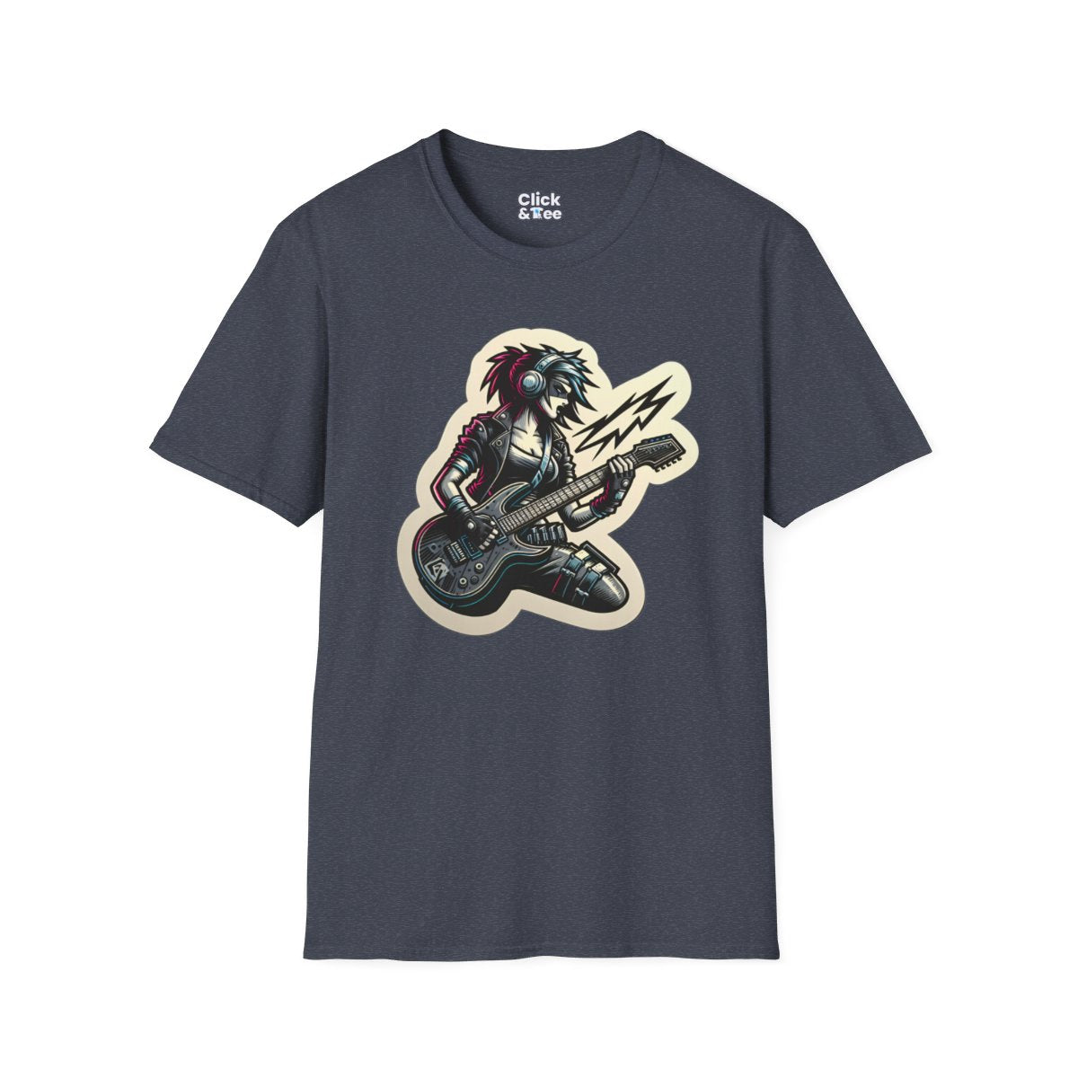 CyberpunkFemale Guitarist Unique T-Shirt Image 19
