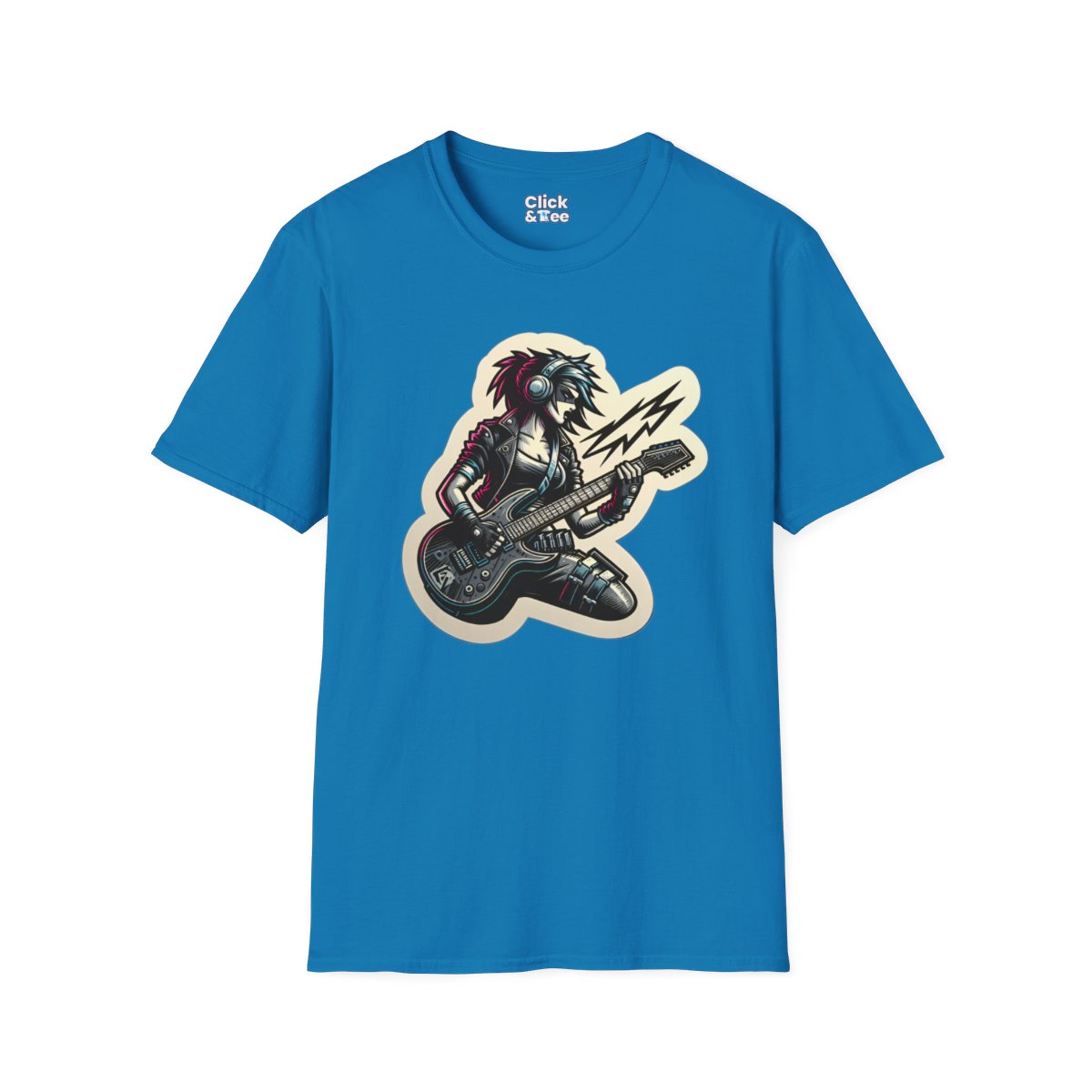 CyberpunkFemale Guitarist Unique T-Shirt Image 15