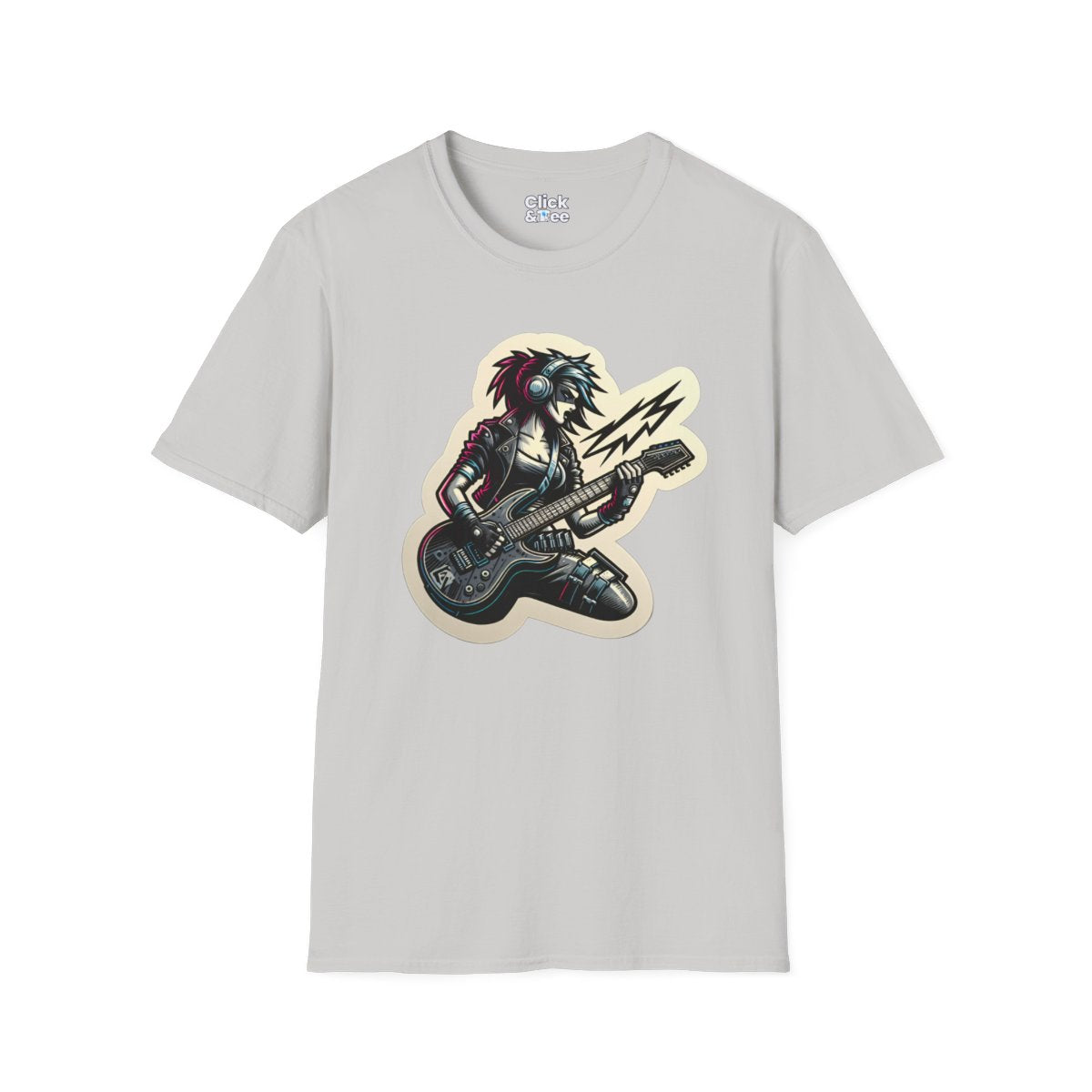 CyberpunkFemale Guitarist Unique T-Shirt Image 5