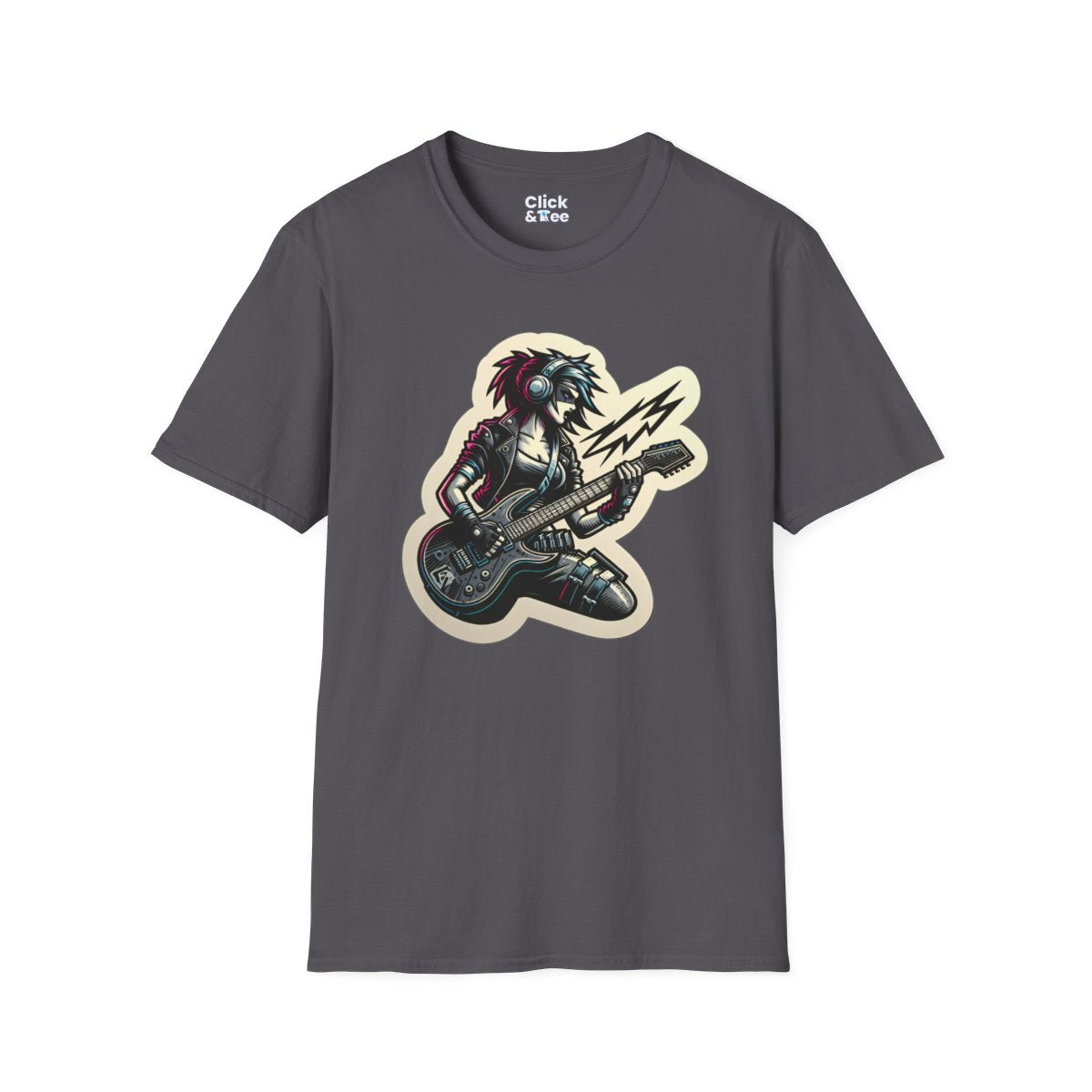 CyberpunkFemale Guitarist Unique T-Shirt Image 16