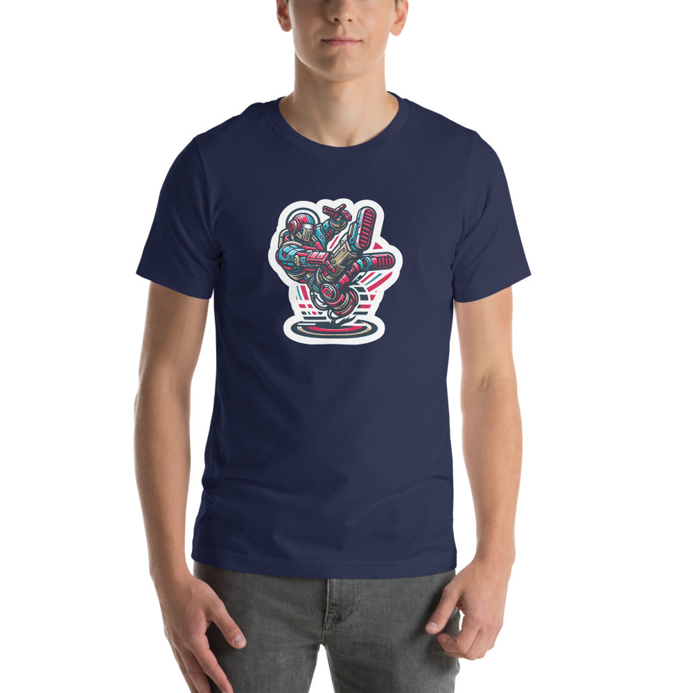 Retro T-Shirt - Aggressive Retro-Robot Breakdancing - Retro Style T-Shirt
