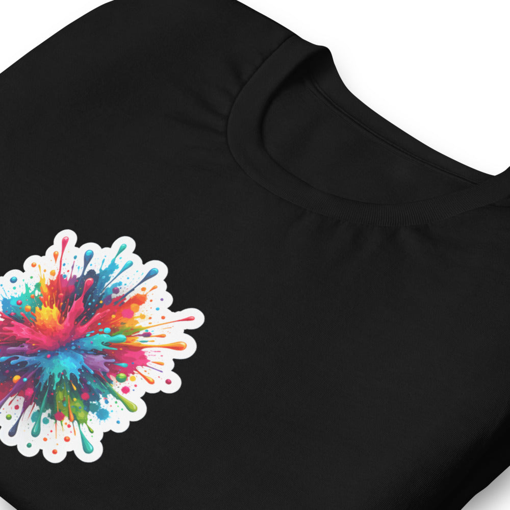 Color Splatter T-Shirt - Vibrant Splatter Paint Art Exploding in all directions - Color Splatter Style T-Shirt