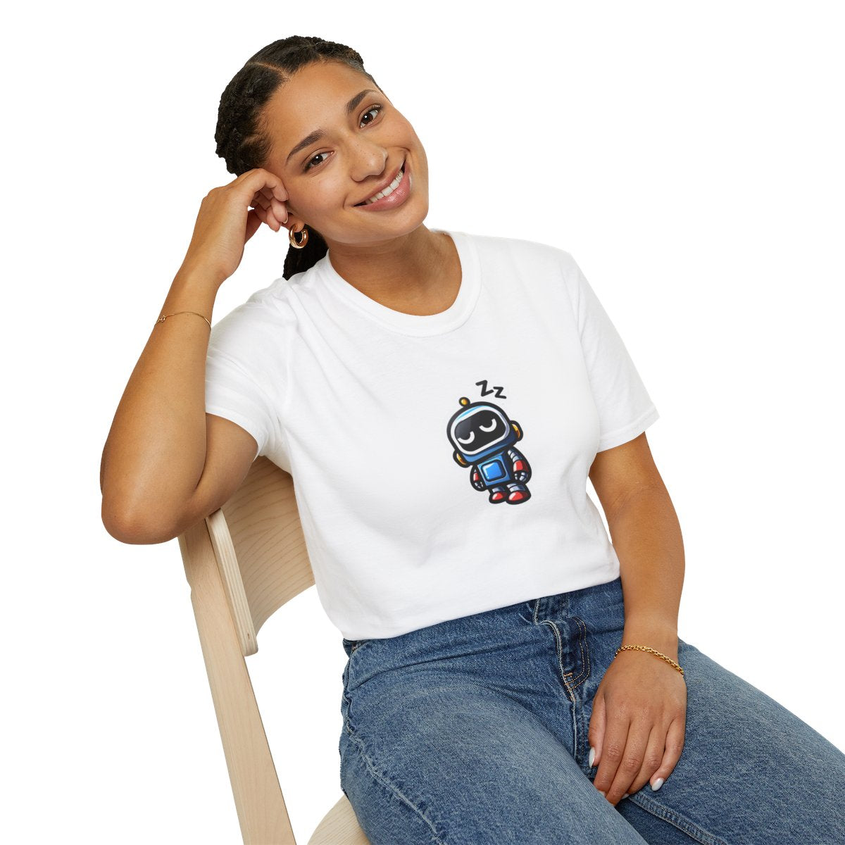 Unique T-Shirt - Sleepy Robot Carrying a human - Cartoon Style T-Shirt