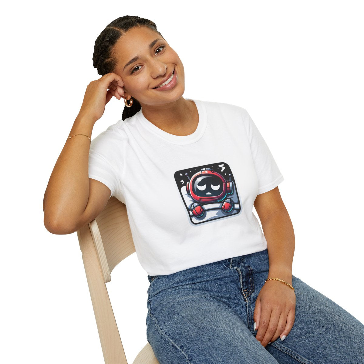 Unique T-Shirt - Sleepy Robot Carrying a human - Cartoon Style T-Shirt