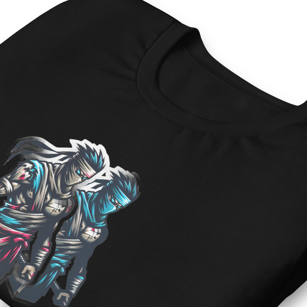 Realistic T-Shirt - Battle-scarred Warrior Ninja Ready for battle - Realistic Style T-Shirt