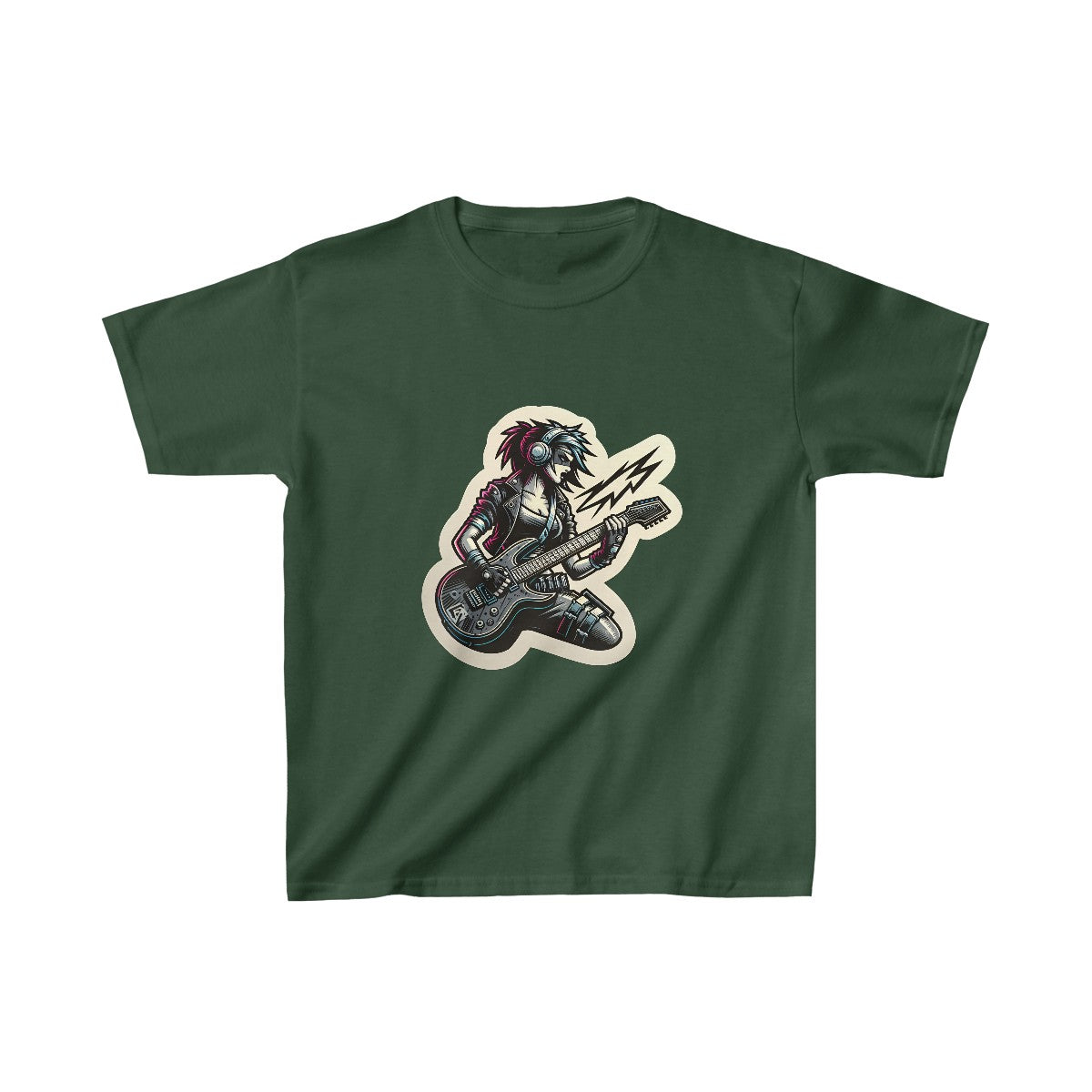 Kids CyberpunkFemale Guitarist T-Shirt Image 7
