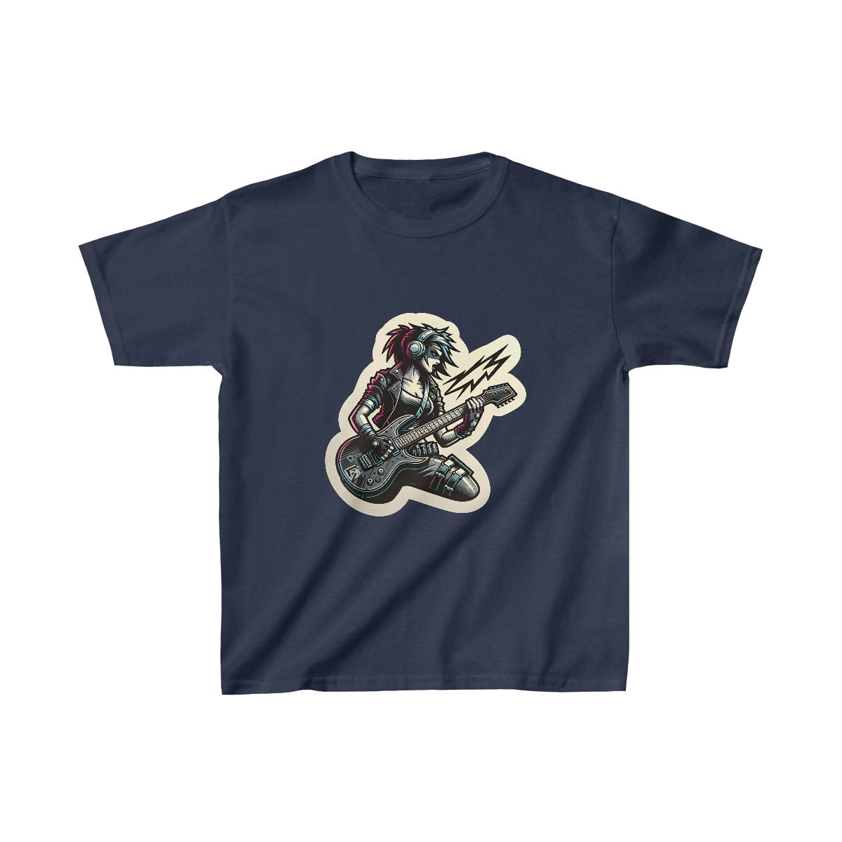 Kids CyberpunkFemale Guitarist T-Shirt Image 9
