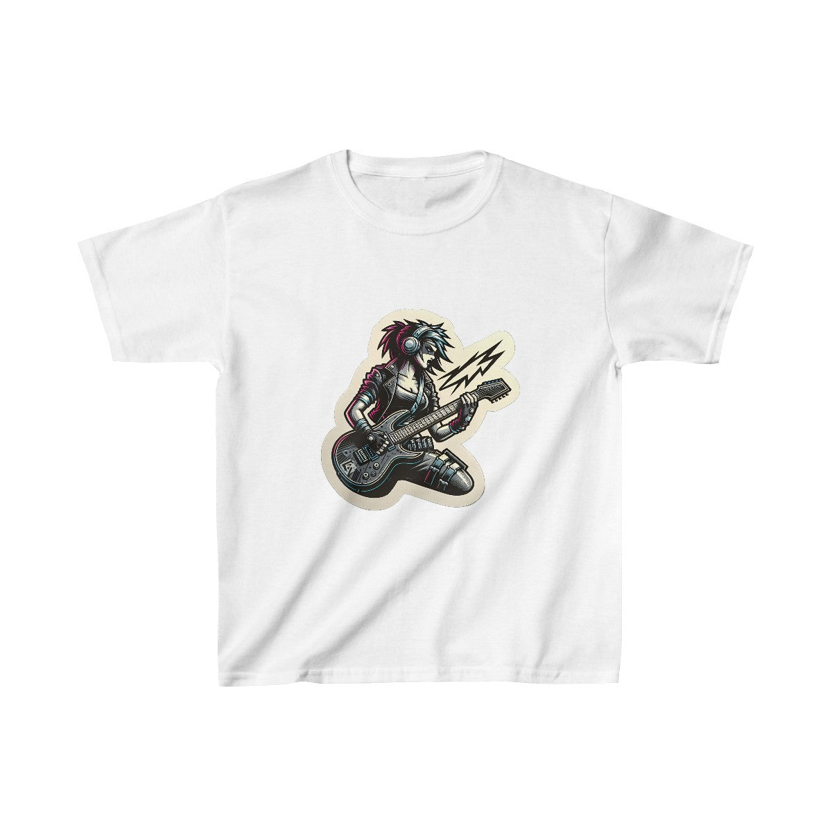 Kids CyberpunkFemale Guitarist T-Shirt Image 2