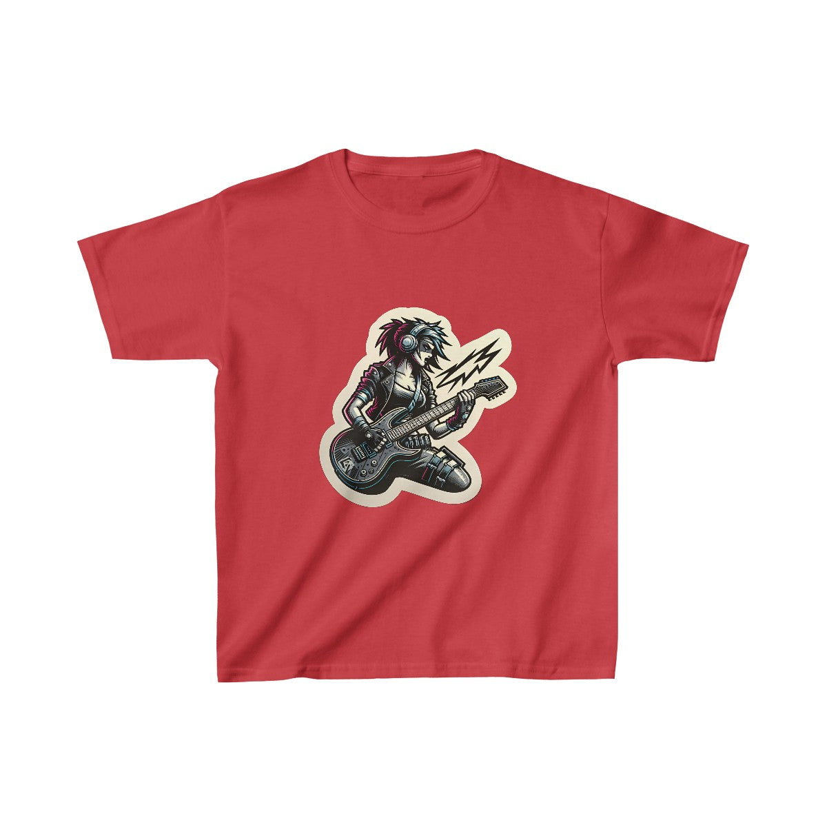 Kids CyberpunkFemale Guitarist T-Shirt Image 11