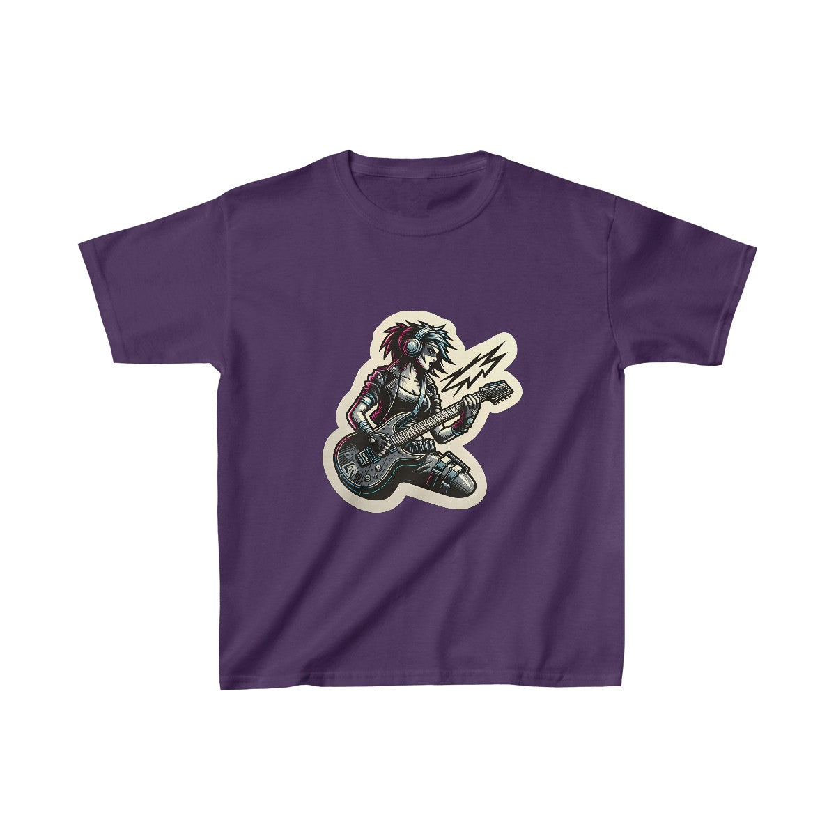 Kids CyberpunkFemale Guitarist T-Shirt Image 10