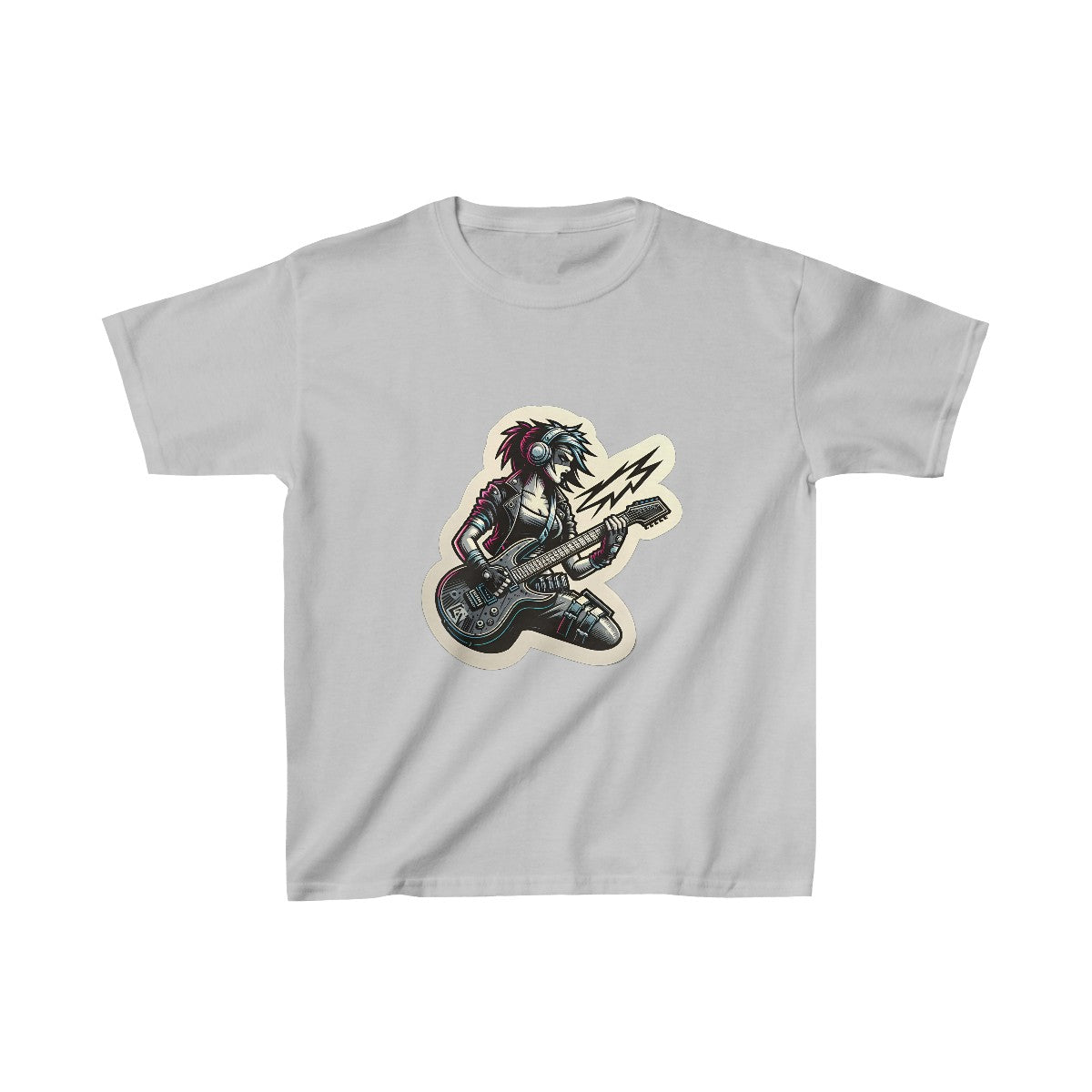 Kids CyberpunkFemale Guitarist T-Shirt Image 4