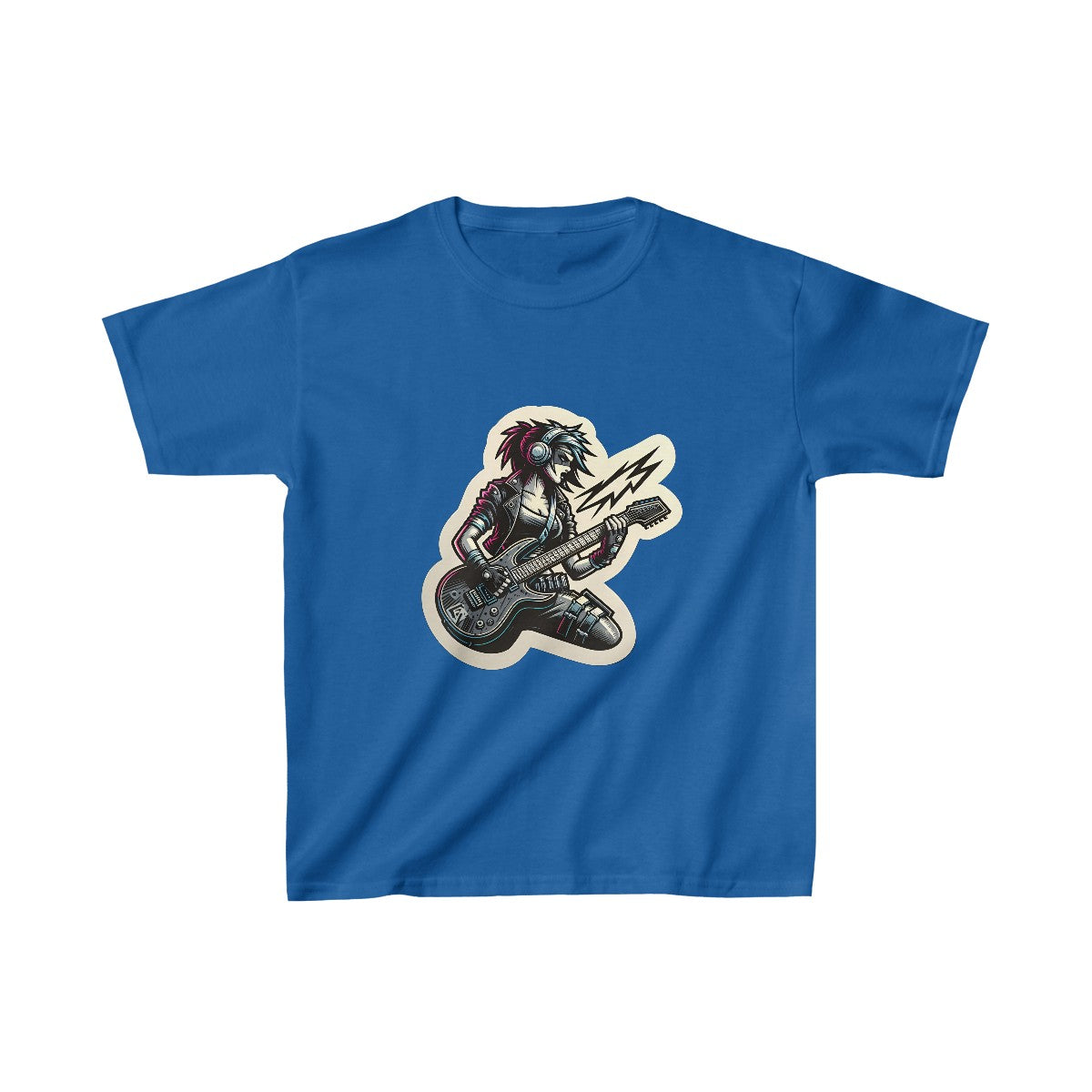 Kids CyberpunkFemale Guitarist T-Shirt Image 8