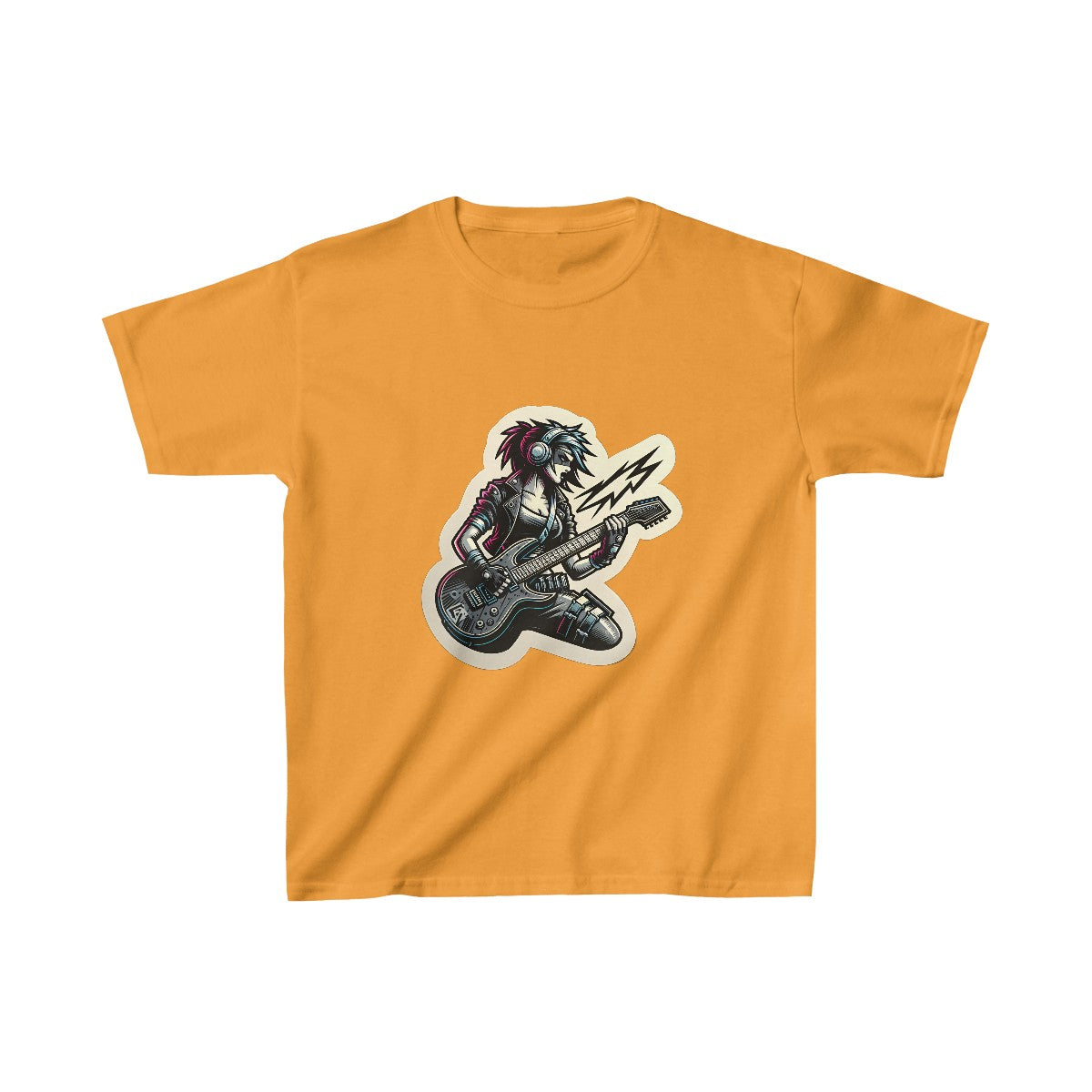 Kids CyberpunkFemale Guitarist T-Shirt Image 5