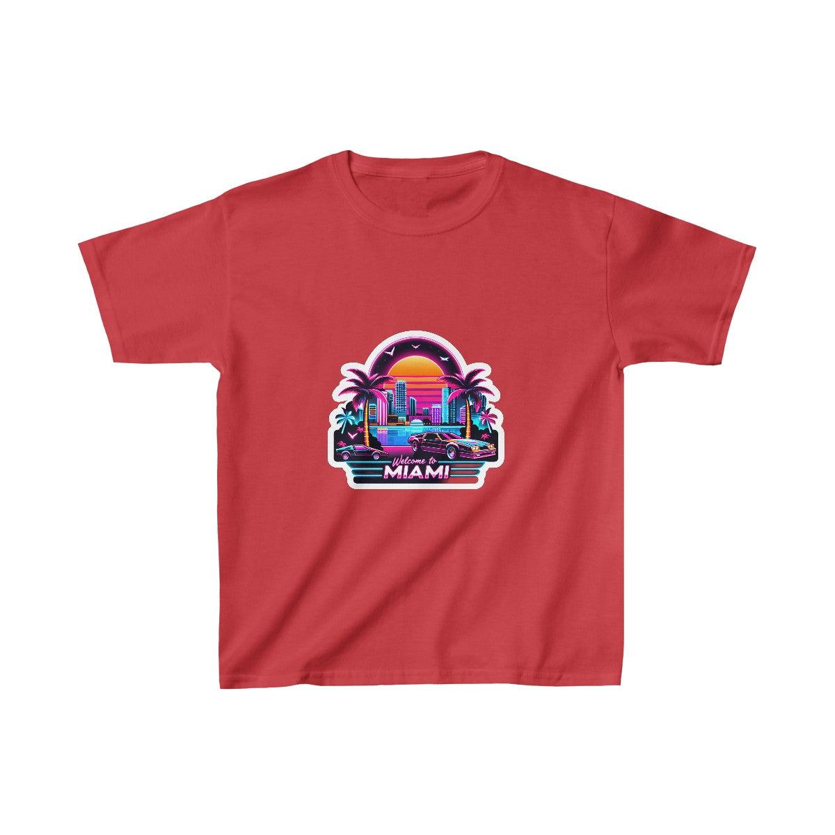 Kids SynthwaveMiami Beach T-Shirt Image 11