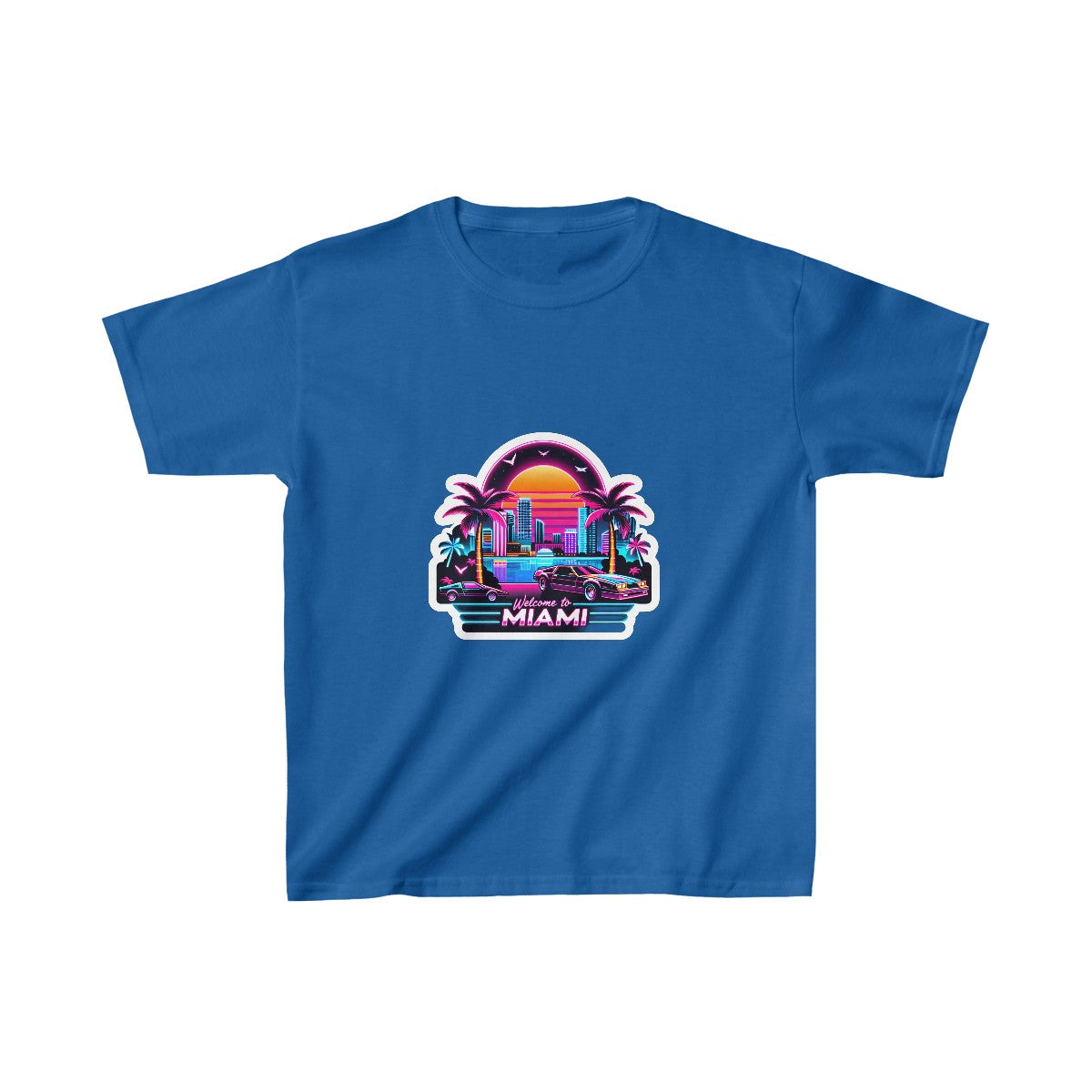 Kids SynthwaveMiami Beach T-Shirt Image 8