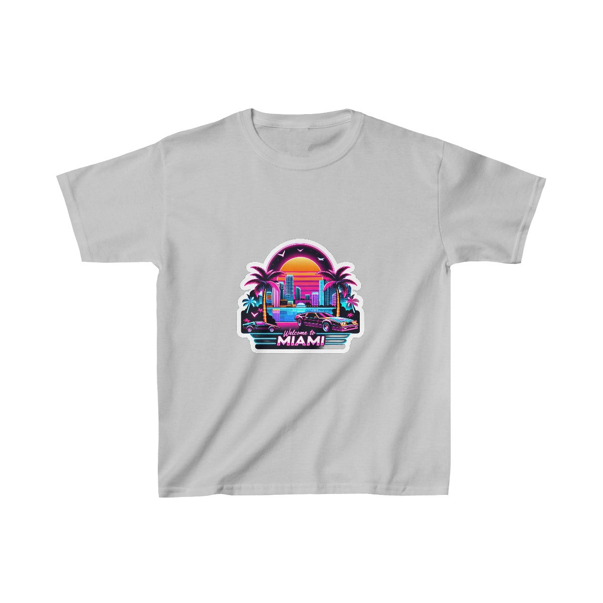 Kids SynthwaveMiami Beach T-Shirt Image 4