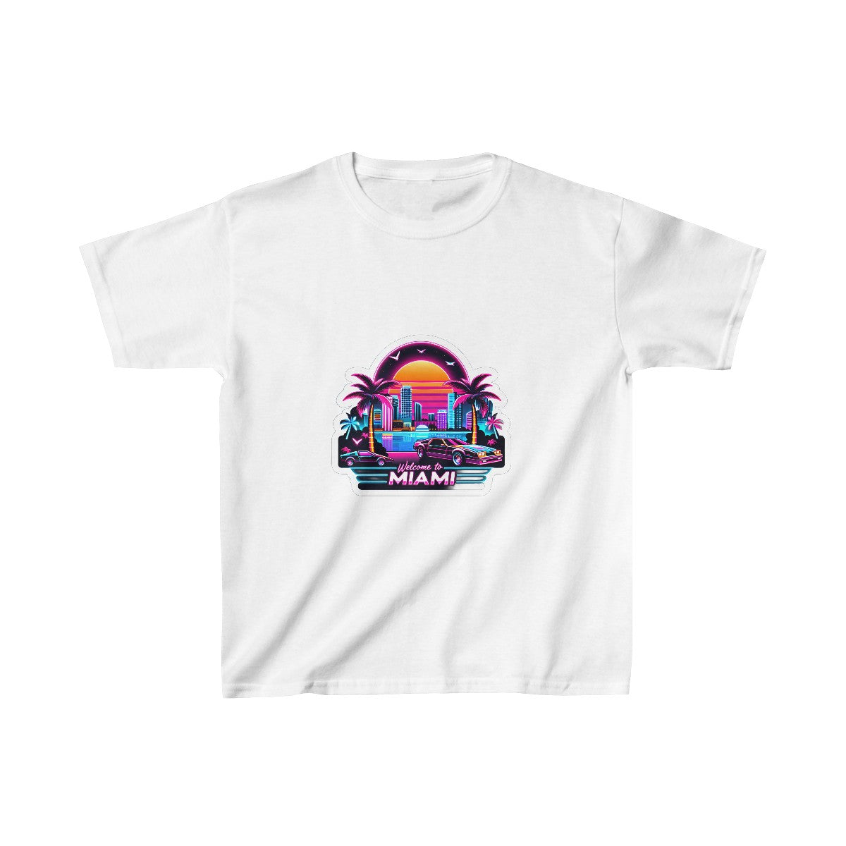 Kids SynthwaveMiami Beach T-Shirt Image 2