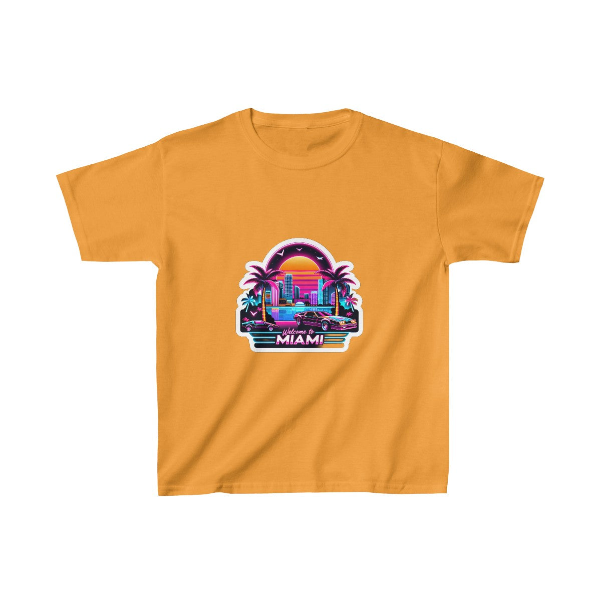 Kids SynthwaveMiami Beach T-Shirt Image 5