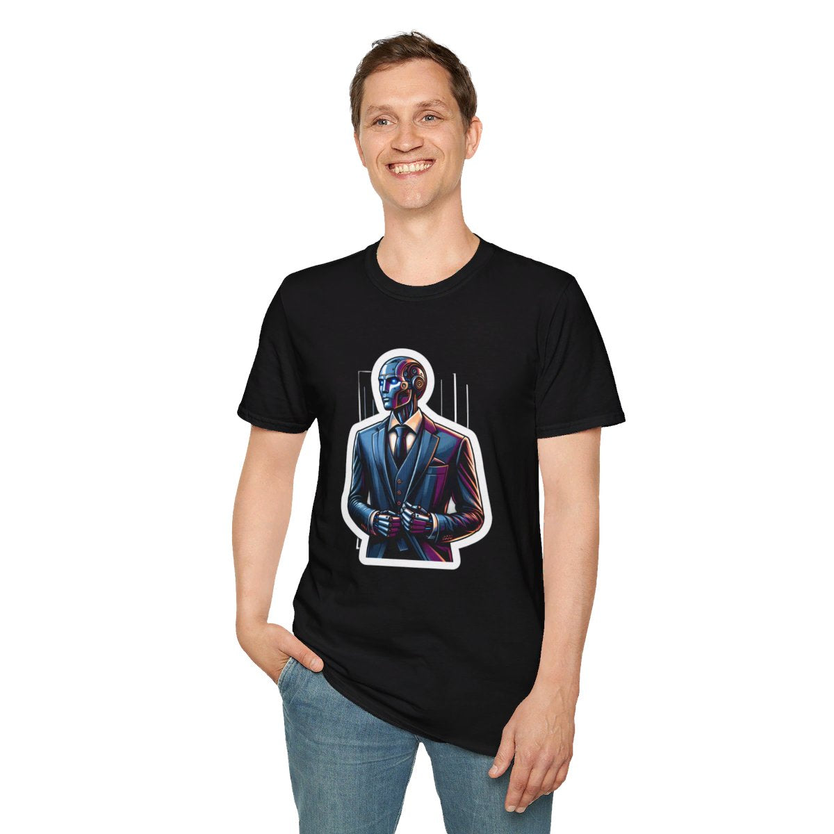 RealisticHumanoid Robot Gentleman Unique T-Shirt Image 4